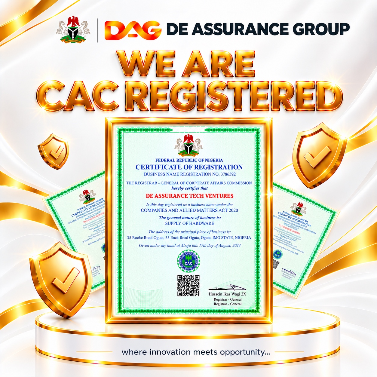 DE ASSURANCE GROUP CAC registration documentation